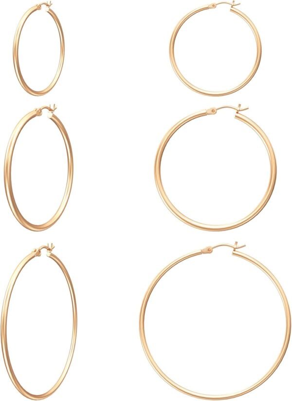 Gold Hoop Earrings for Women   Real Gold Plated Hoops with 925 Sterling Silver Post