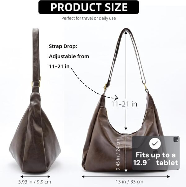 Hobo Bags for Women, Ultra Soft Foldable Vegan Leather Shoulder Handbag, Stylish Slouchy Tote Purses