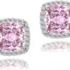 711v2WAA4GL._AC_SL1500 Cubic Zirconia Earrings Studs, Halo CZ Birthstone Simulated Diamond Stud Earrings for Women