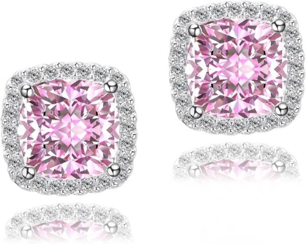711v2WAA4GL._AC_SL1500 Cubic Zirconia Earrings Studs, Halo CZ Birthstone Simulated Diamond Stud Earrings for Women