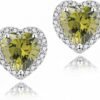 712SAwOVAAL._AC_SL1500 Cubic Zirconia Earrings Studs, Halo CZ Birthstone Simulated Diamond Stud Earrings for Women