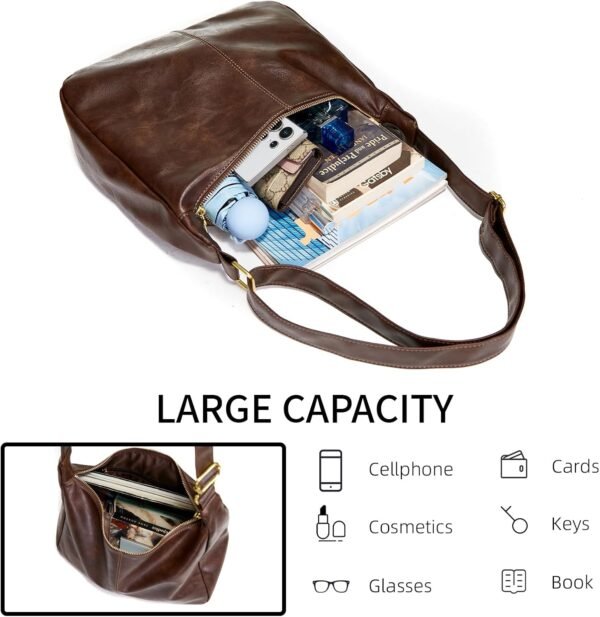 Hobo Bags for Women, Ultra Soft Foldable Vegan Leather Shoulder Handbag, Stylish Slouchy Tote Purses