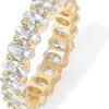 Gold Plated Rings Oval Cubic Zirconia Love Ring | Eternity Ring | 5mm Stackable Rings for Women | Gold Rings for Women (Vermeil - Yellow, 9)