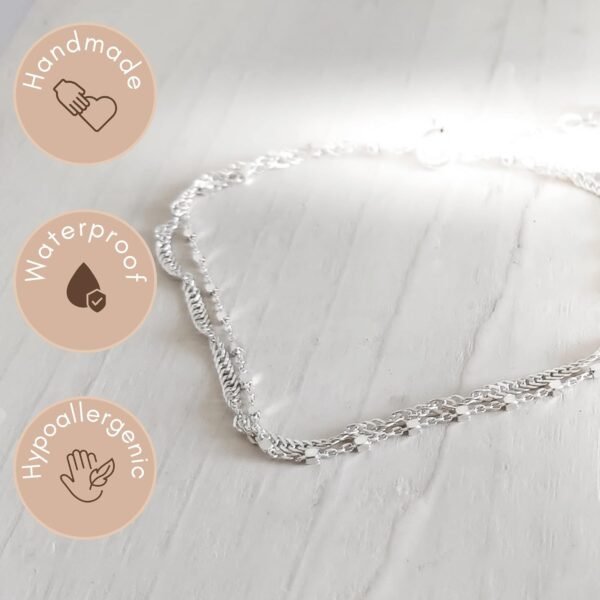 Double Strand Bracelet, 6.5-7.5 Inches Hand Chain, 925 Sterling Silver Chain Bracelets, Minimalist Jewelry for Women, Gift for Her