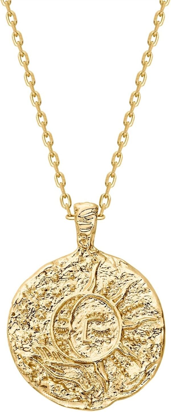 Gold Plated Engraved Coin Pendant Necklaces for Women | Byzantine Coin Pendants | Bohemian Necklace