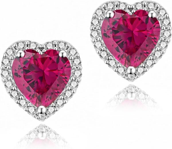 719WDpGiwpL._AC_SL1500 Cubic Zirconia Earrings Studs, Halo CZ Birthstone Simulated Diamond Stud Earrings for Women