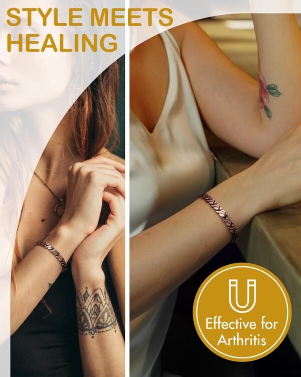 Copper Bracelets for Women, 99.99% Pure Copper Magnetic Bracelets with Effective Neodymium Magnets, Adjustable Jewelry Gift with Sizing Tool