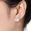 71AMveyIsgL._AC_SL1500 Cubic Zirconia Earrings Studs, Halo CZ Birthstone Simulated Diamond Stud Earrings for Women