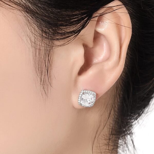 71AMveyIsgL._AC_SL1500 Cubic Zirconia Earrings Studs, Halo CZ Birthstone Simulated Diamond Stud Earrings for Women