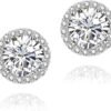 71D7m7uQhvL._AC_SL1500 Cubic Zirconia Earrings Studs, Halo CZ Birthstone Simulated Diamond Stud Earrings for Women