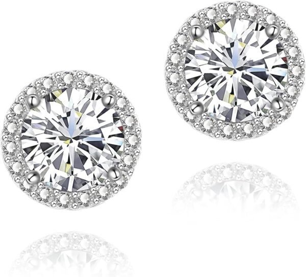 71D7m7uQhvL._AC_SL1500 Cubic Zirconia Earrings Studs, Halo CZ Birthstone Simulated Diamond Stud Earrings for Women