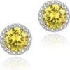 71EuiBN_3tL._AC_SL1500 Cubic Zirconia Earrings Studs, Halo CZ Birthstone Simulated Diamond Stud Earrings for Women