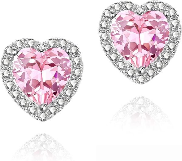 71GNGpkAhNL._AC_SL1500 Cubic Zirconia Earrings Studs, Halo CZ Birthstone Simulated Diamond Stud Earrings for Women