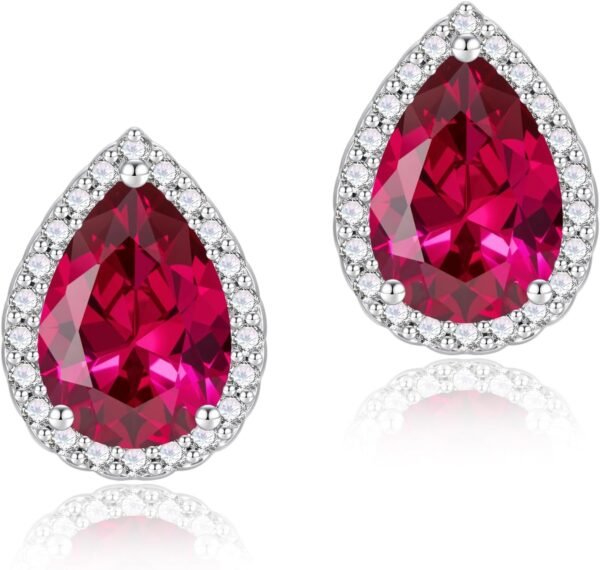 71Kb6ZXih8L._AC_SL1500 Cubic Zirconia Earrings Studs, Halo CZ Birthstone Simulated Diamond Stud Earrings for Women