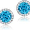 71LqiXfCU6L._AC_SL1500 Cubic Zirconia Earrings Studs, Halo CZ Birthstone Simulated Diamond Stud Earrings for Women