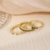 Gold Rings for Women Non Tarnish Dainty Stackable Rings Trendy Eternity Promise CZ Peridot Ring Set Waterproof Gold Jewelry for Women Size 5-10