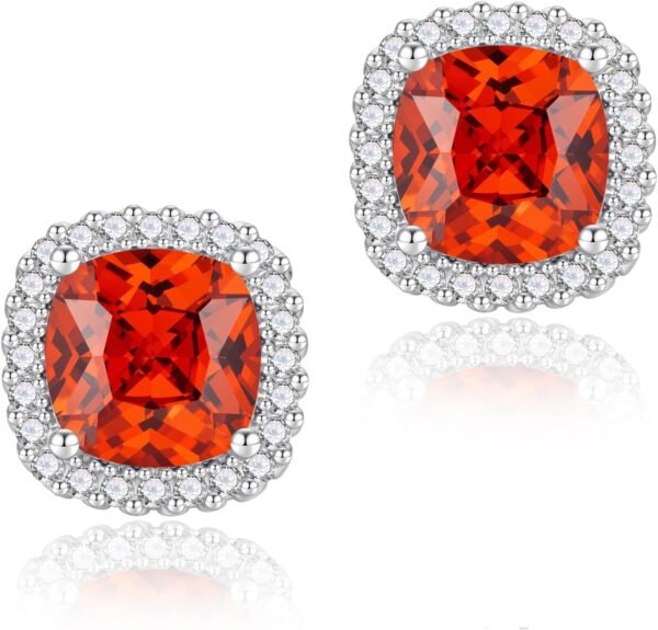 71OFHgGk0zL._AC_SL1500 Cubic Zirconia Earrings Studs, Halo CZ Birthstone Simulated Diamond Stud Earrings for Women