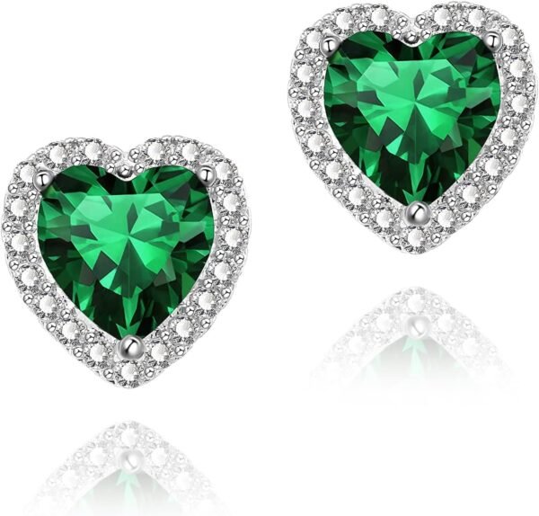 71QCpXnqzVL._AC_SL1500 Cubic Zirconia Earrings Studs, Halo CZ Birthstone Simulated Diamond Stud Earrings for Women