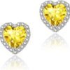 71SQeU6qwyL._AC_SL1500 Cubic Zirconia Earrings Studs, Halo CZ Birthstone Simulated Diamond Stud Earrings for Women