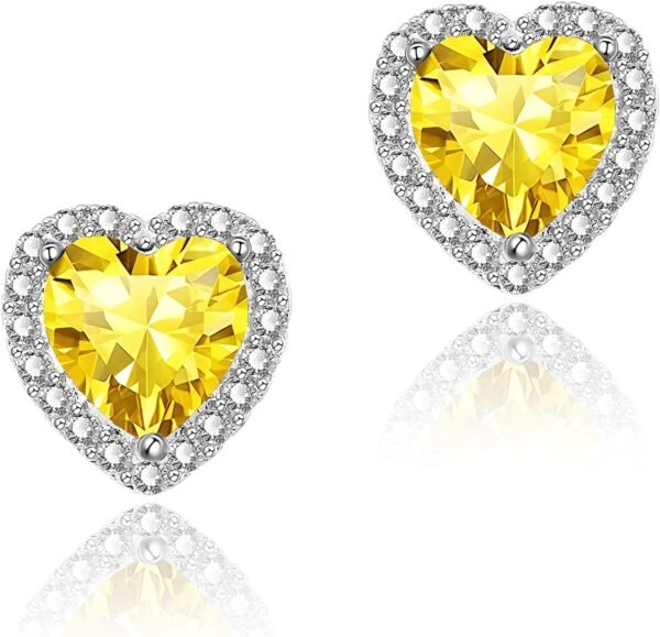 71SQeU6qwyL._AC_SL1500 Cubic Zirconia Earrings Studs, Halo CZ Birthstone Simulated Diamond Stud Earrings for Women