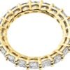 Gold Plated Eternity Ring for Women - Square-Cut Cubic Zirconia Rings - Stackable Love Wedding Band