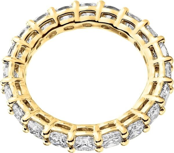 Gold Plated Eternity Ring for Women - Square-Cut Cubic Zirconia Rings - Stackable Love Wedding Band
