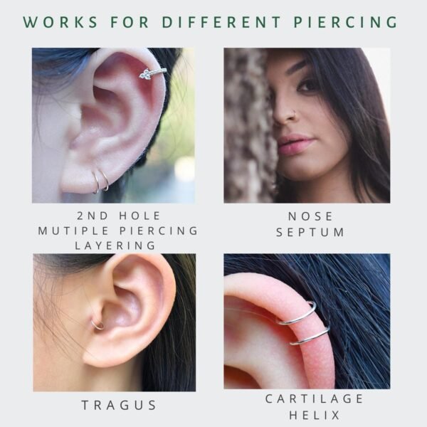 Small Gold or Sterling Silver Huggie Hoop Earrings for Women Cartilage Nose Helix Tragus