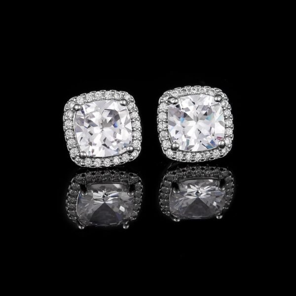 71XEF6ZPpsL._AC_SL1500 Cubic Zirconia Earrings Studs, Halo CZ Birthstone Simulated Diamond Stud Earrings for Women