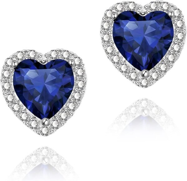 71Y1YmxksFL._AC_SL1500 Cubic Zirconia Earrings Studs, Halo CZ Birthstone Simulated Diamond Stud Earrings for Women
