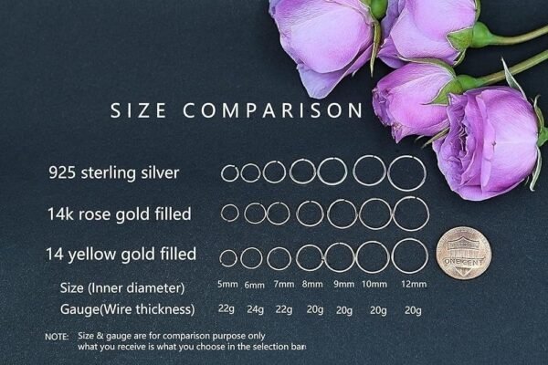 Small Gold or Sterling Silver Huggie Hoop Earrings for Women Cartilage Nose Helix Tragus