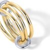 Gold Plated Interlocked Stackable Rings for Women - Statement Mixed Metals Multi Ring Stack - Cubic Zirconia Two-Toned Connected Bands Stacking Jewelry