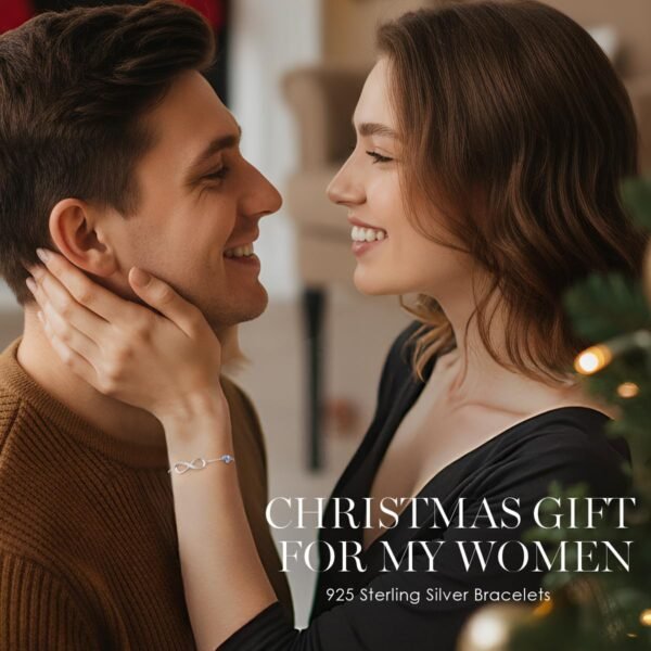 Infinity Heart Birthstone Charm Link Bracelet for Women 925 Sterling Silver Adjustable Mother's Day Christmas Day Gift Anniversary Birthday Jewelry for Wife Girlfriend Her