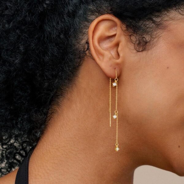 Gold Earrings for Women, Dainty   Gold Plated Dangle Earrings for Women Trendy Long Dangle Drop Chain Earring for Sensitive Ears Cute Hypoallergenic Threader Earring Non Tarnish Jewelry Gifts