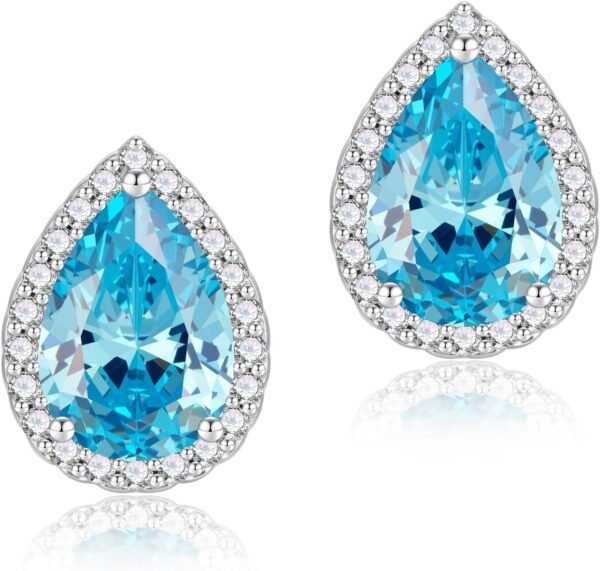 71a9pOVURQL._AC_SL1500 Cubic Zirconia Earrings Studs, Halo CZ Birthstone Simulated Diamond Stud Earrings for Women