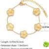 Four Leaf Clover Bracelet for Women   Gold Plated Stainless Steel Lucky 4 Leaf Gold Link Bracelet Jewelry Gift for Women