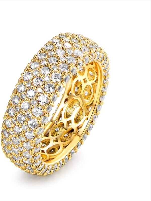 Women's Wide Eternity Ring Wedding Band -   White or Rose Gold Plated Wide Band Cubic Zirconia Eternity Ring