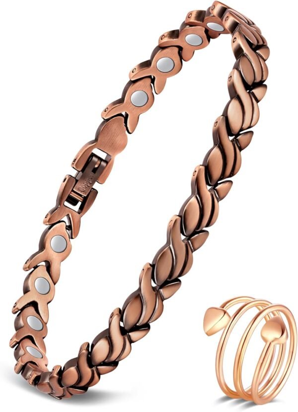 Copper Bracelets for Women, 99.99% Pure Copper Magnetic Bracelets with Effective Neodymium Magnets, Adjustable Jewelry Gift with Sizing Tool