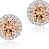 71fA3vXjIZL._AC_SL1500 Cubic Zirconia Earrings Studs, Halo CZ Birthstone Simulated Diamond Stud Earrings for Women