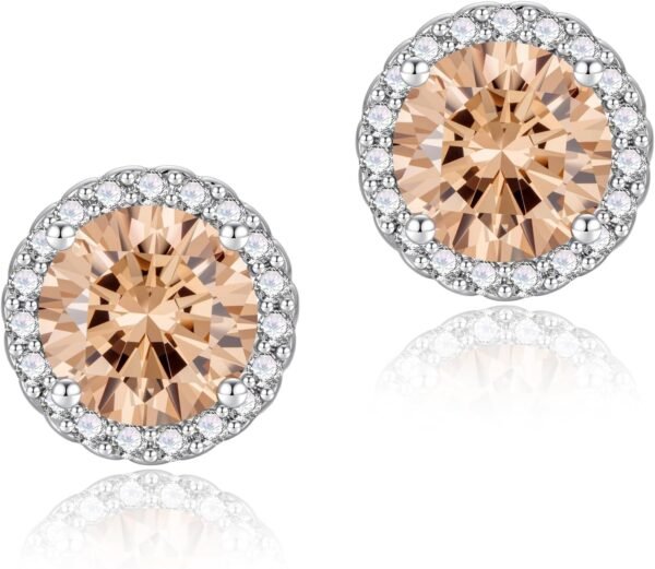 71fA3vXjIZL._AC_SL1500 Cubic Zirconia Earrings Studs, Halo CZ Birthstone Simulated Diamond Stud Earrings for Women