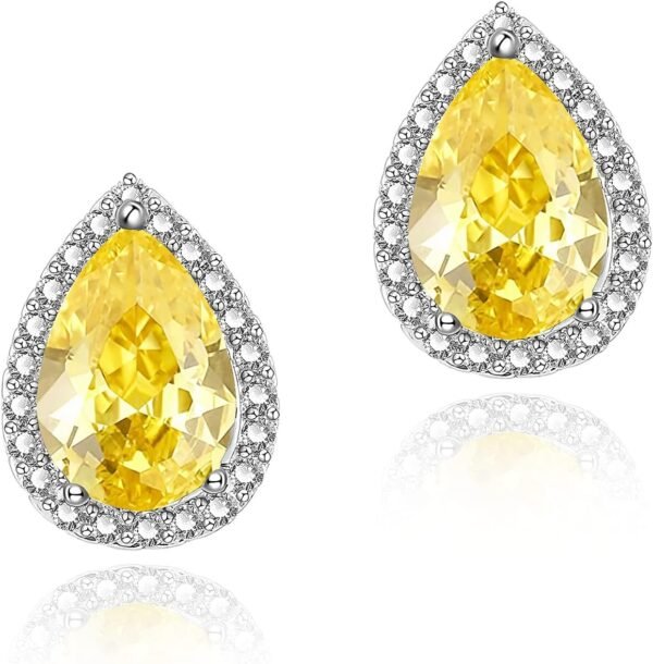 71fknfW-cWL._AC_SL1500 Cubic Zirconia Earrings Studs, Halo CZ Birthstone Simulated Diamond Stud Earrings for Women