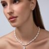 Gold Plated Pear Tennis Necklaces for Women - Cubic Zirconia Tennis Necklace with Drop for Brides & Bridesmaids - Cute Simulated Diamond Chain Trendy Wedding Jewelry