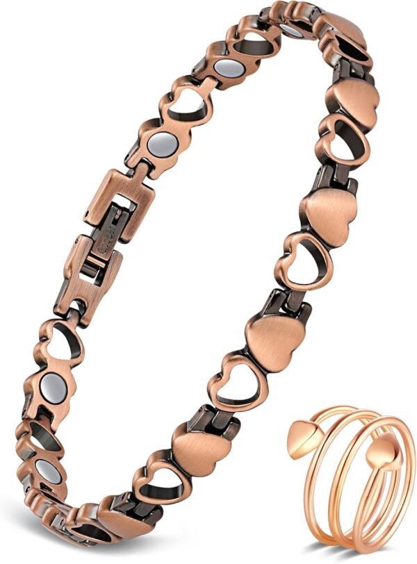 Copper Bracelets for Women, 99.99% Pure Copper Magnetic Bracelets with Effective Neodymium Magnets, Adjustable Jewelry Gift with Sizing Tool