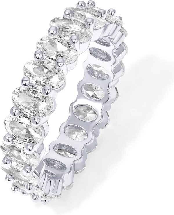 71i2Y_1BPcL._AC_SL1500 Gold Plated Rings - Oval Cubic Zirconia Love Ring and Eternity Ring - 5mm Stackable for Women