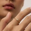 Gold Plated Marquise Round Mini Cubic Zirconia Stackable Rings for Women | Dainty Stacking Thin Band for Women
