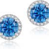 71luY_9LvVL._AC_SL1500 Cubic Zirconia Earrings Studs, Halo CZ Birthstone Simulated Diamond Stud Earrings for Women