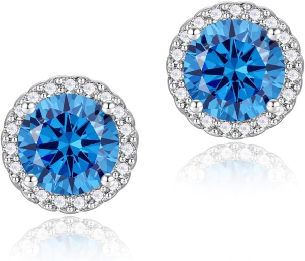 71luY_9LvVL._AC_SL1500 Cubic Zirconia Earrings Studs, Halo CZ Birthstone Simulated Diamond Stud Earrings for Women