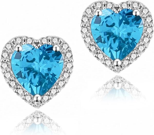 71miCKycIsL._AC_SL1500 Cubic Zirconia Earrings Studs, Halo CZ Birthstone Simulated Diamond Stud Earrings for Women