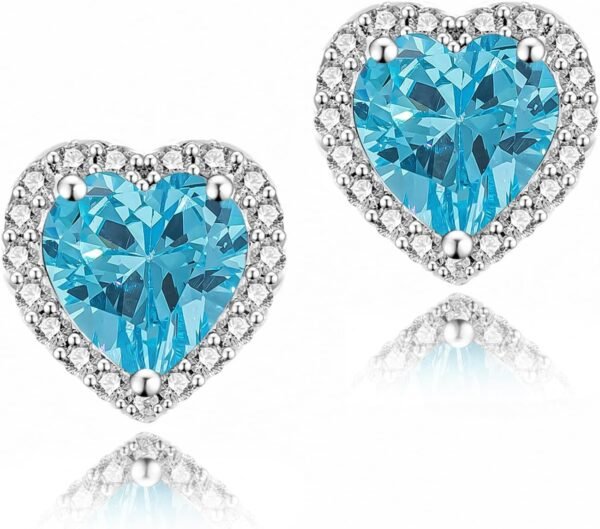 71mojXNbwQL._AC_SL1500 Cubic Zirconia Earrings Studs, Halo CZ Birthstone Simulated Diamond Stud Earrings for Women