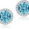71n1zUTwYvL._AC_SL1500 Cubic Zirconia Earrings Studs, Halo CZ Birthstone Simulated Diamond Stud Earrings for Women
