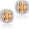 71n23neaL6L._AC_SL1500 Cubic Zirconia Earrings Studs, Halo CZ Birthstone Simulated Diamond Stud Earrings for Women